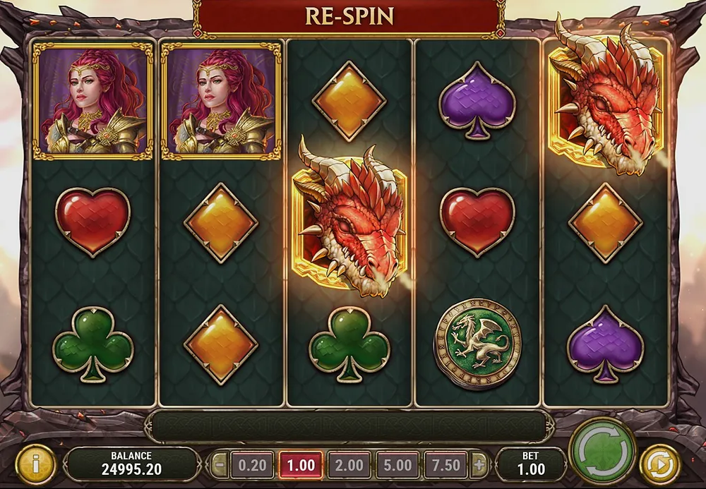 Re-spin triggered with two Dragon Scatters held on their reels